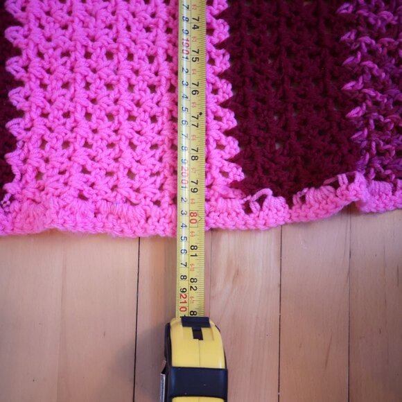 Handmade 67"x 80" Hot Pink Burgundy & Pink Mix Crochet Afghan / Throw - Picture 3 of 4